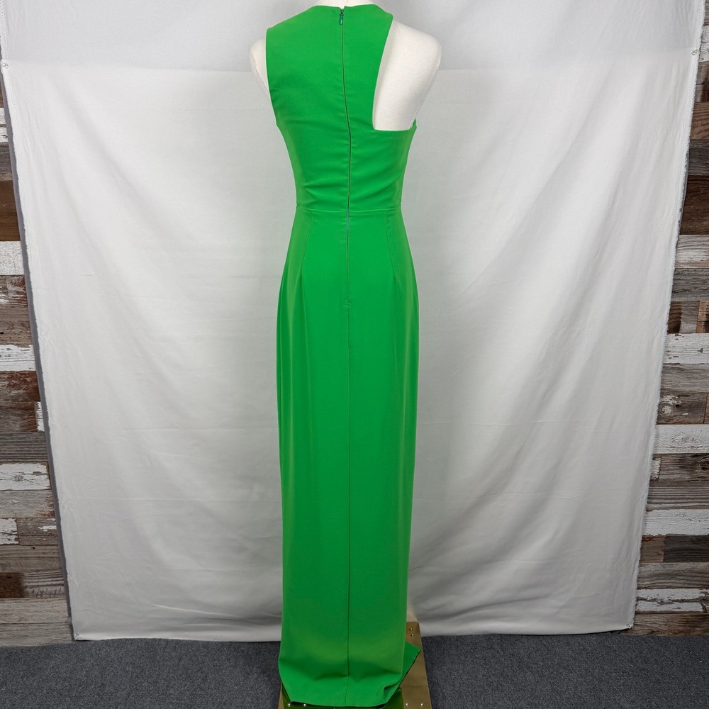 Amanda Uprichard Green Asymmetrical Cutout Gown Slit‎ Evening Maxi Dress XS USA - Picture 4 of 10